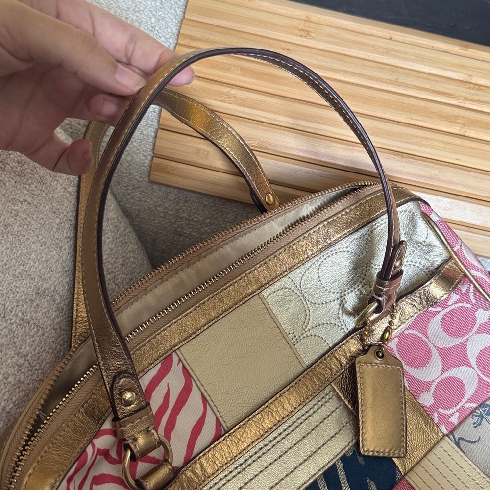Coach Patchwork Gold and Pink Women's Bag - Picture 8 of 11